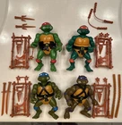 1988 TMNT Teenage Mutant Ninja Turtles Set / 4 + Splinter All Complete W Racks