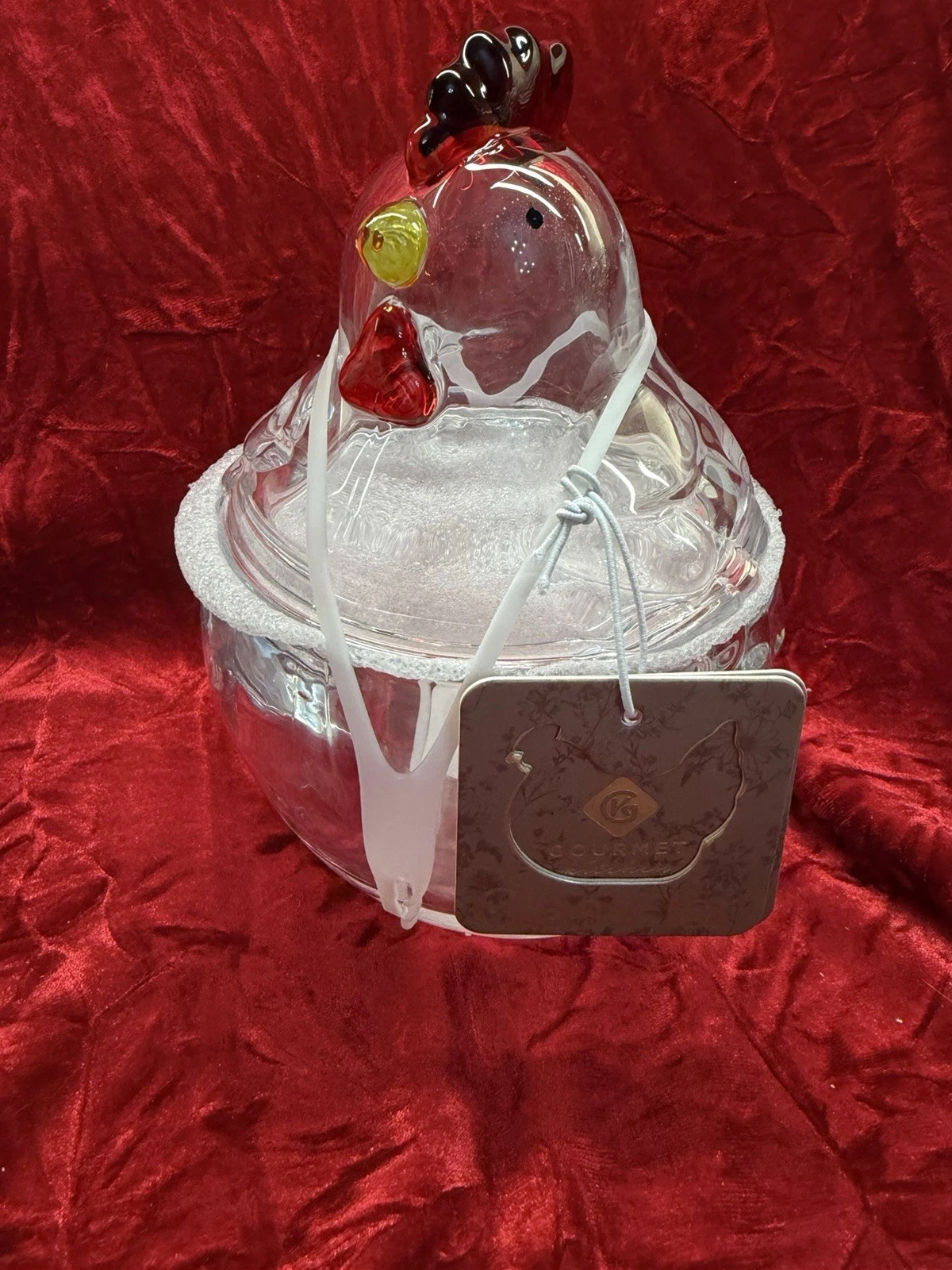 GOURMET KITCHEN CLEAR GLASS CHICKEN GLASS JAR 6” NEW
Opens in a new window or tab