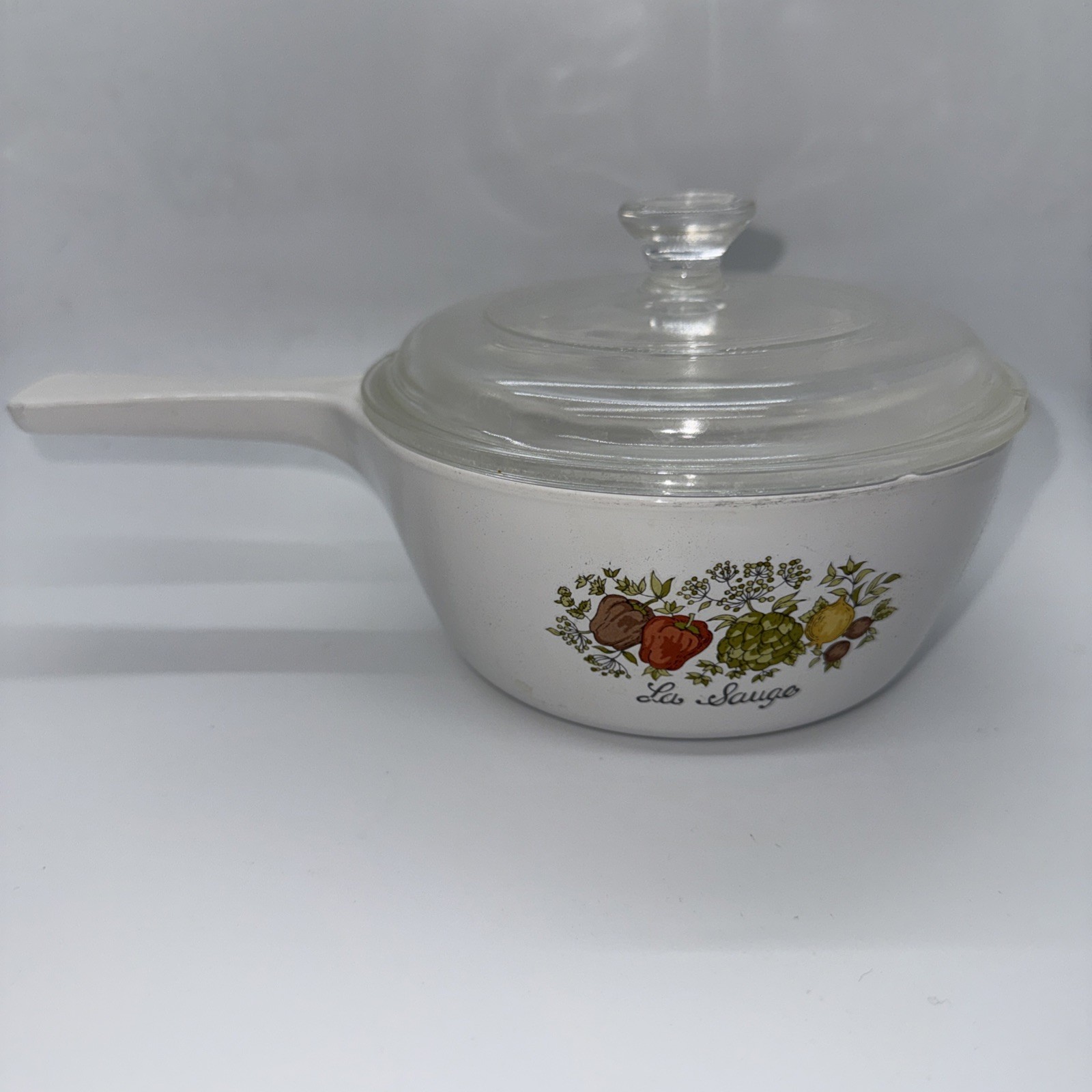 VINTAGE Corning Ware Spice of Life La Sauge 1 pt Sauce Pan P81B w PYREX Lid P81C