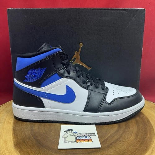 Nike Air Jordan 1 Mid White Black Racer Blue 554724-140 Size 9 Right Shoe Only