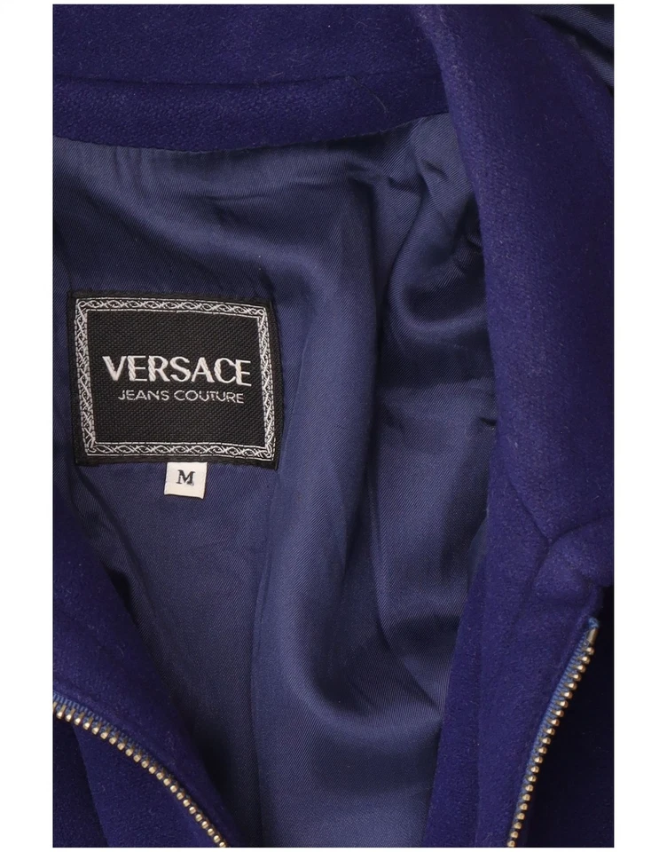 VERSACE Mens Hooded Duffle Coat UK 38 Medium Blue Wool Designer TT03 - Image 4 of 4