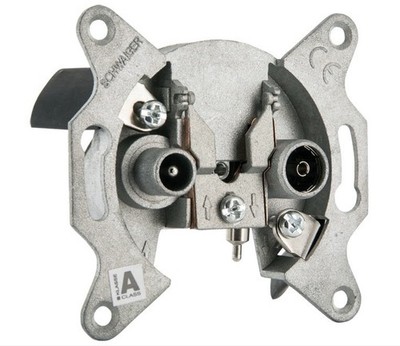 Schwaiger Antennen Durchgangsdose 19dB 2-Loch, 2x IEC Tv Sat DSG Rundfunk Dose