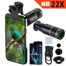 22X HD Monocular Camera Telescope High Powered Phone Clip for Camper Hiking