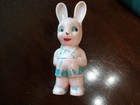 Easter Rattle Plastic Easter Bunny Rabbit Pink Blue Clothes Kewpie Vintage — photo 8