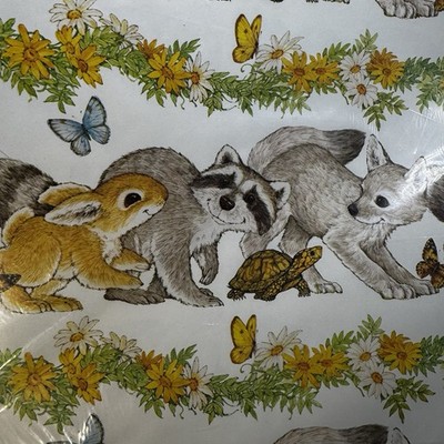 Vtg Woodland Animal Wrapping Craft Paper Lot 3 Sealed Current Inc 24x30  6Sheets