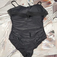 Kona Sol Womens Size Large Black One Piece Swimsuit Bathing Suit