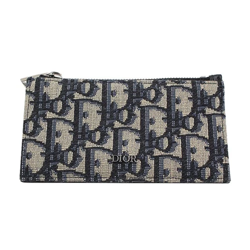 Porte carte zippé oblique Dior plaqué argent 47667670