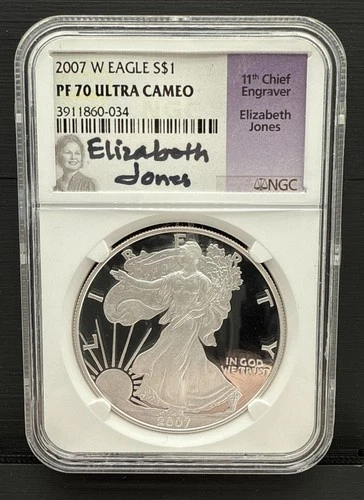 2007-W PF-70 UCAM EARLY RELEASE ELIZABETH JONES SIGNED CHIEF ENGRAVER LABEL