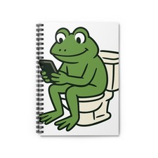 Spiral Notebook Student Journal Frog Using Smartphone On Toilet