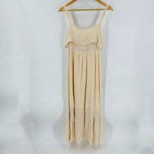 CLEARANCE Lush Maxi Dress Size Small Beige Sleeveless Flowy Tiered Boho Neutral
