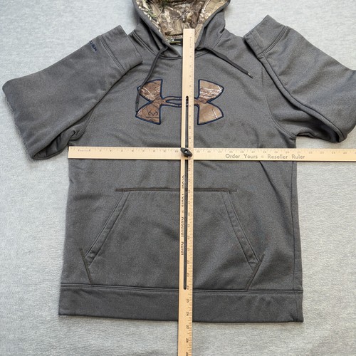 Under Armour Hoodie Mens Medium Gray Realtree Camo Logo Storm1 Fleece Sweatshirt - Picture 8 of 8