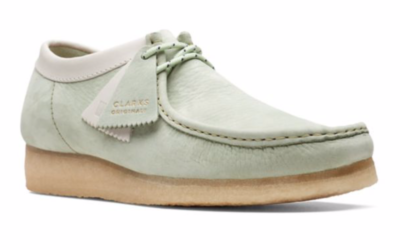 Men Clarks Originals Wallabee Pale Green White Leather Shoes Size