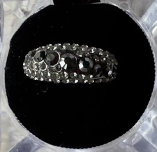 Two Tone Black Crystal Adjustable Cocktail Ring