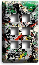 JACKSON POLLOCK GREEN DRIPS INSPIRED LIGHT SWITCH OUTLET WALL PLATE HD ART DECOR