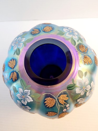 Rare Fenton Favrene Iridescent Glass Ginger Jar Vase HP Connoisseur Limited Edit - Picture 4 of 15