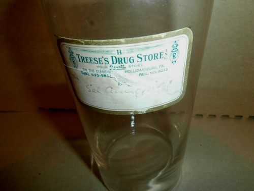 Vintage Apothecary Bottle Treese's Drug Store Hollidaysburg PA - Picture 2 of 6