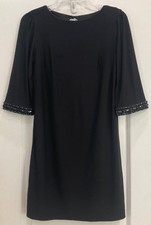 Laundry Shelli Segal Little Black Dress Size 4P Lined Ornate Decoration Cuff 109