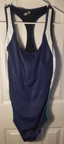 Neu ohne Etikett Lands End einteiliger Damenbadeanzug marineblau Gr. 10 Reißverschluss vorne  - Bild 1 von 6