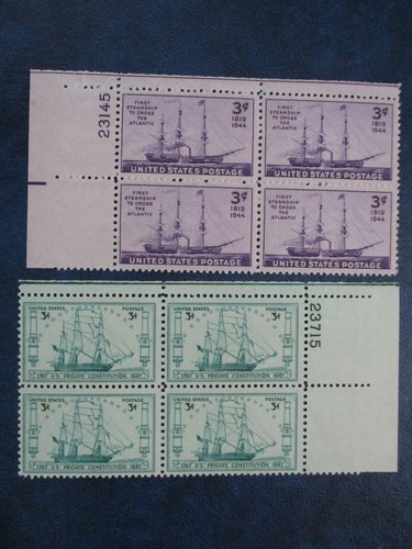 S.S Savanah & USS Constitution Historic Ships plate blocks 4 #923 & 951