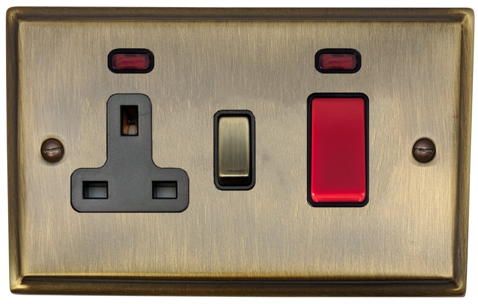 G&H DAB329 Deco Antique Brass 45 Amp DP Cooker Switch & 13A Switched Socket