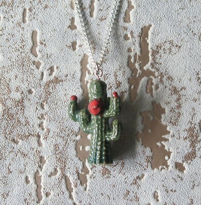 Funky Kaktus Porzellan Anhnger Halskette Versilbert Schmuck Glck Feng  Shui | eBay.de