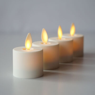 Set of 4 Luminara Flameless LED Tea Lights Ivory Unscented Moving Wick Tea Light