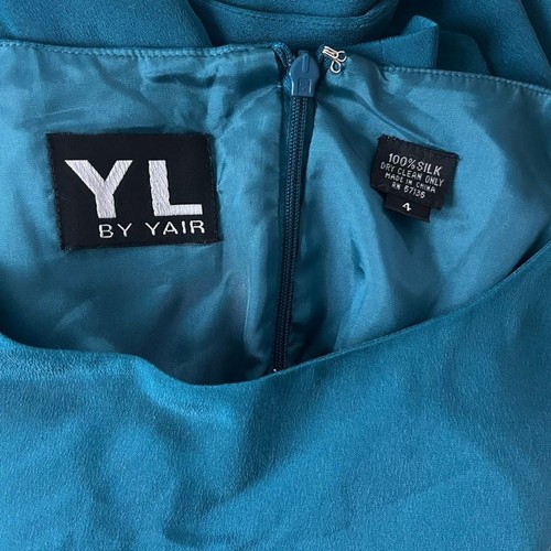 YL by Yair 100% Silk Sleeveless Tiered Maxi Dress Teal w Ribbon Semi Formal Sz 4 - Picture 2 of 9