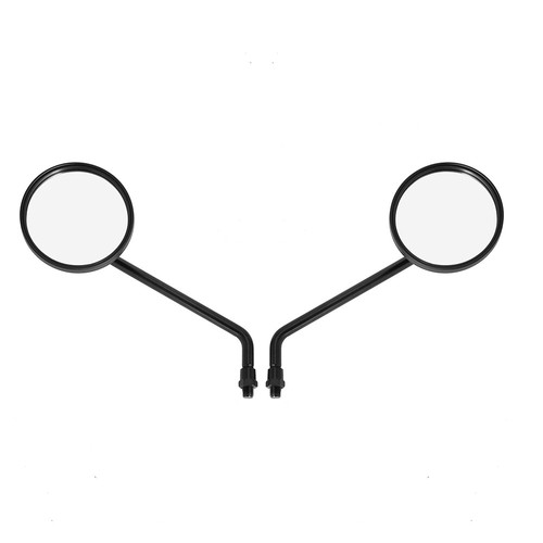 Pair 8mm Long Stem Round Side Mirrors For Chopper Cafe Racer Left & Right Black - Picture 3 of 12