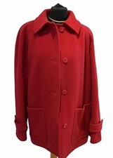 Vintage Aquascutum Pure New Wool Ladies Red Coat Jacket 16 18 20