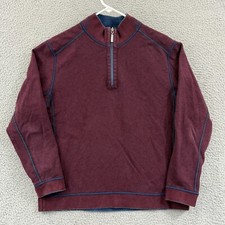 Tommy Bahama Sweater Mens Large Reversible Pullover 1/4 Zip Long Sleeve Preppy