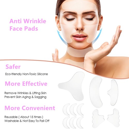 11X Facial Anti Wrinkle Patches Silicone Reusable Pad For Face Eye Forehead Neck - Picture 3 of 8