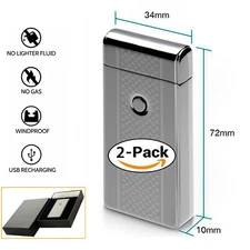 2Pcs Dual Arc Electric Lighter USB charge Plasma Windproof Flameless Cigarette