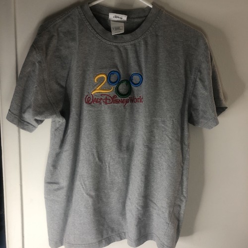 Walt Disney World 2000 Y2K Embroidered Mickey Face T Shirt ~ Men S ~ Gray