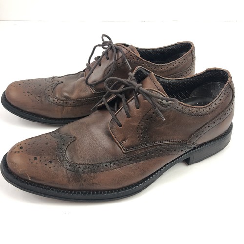 Chaps Ralph Lauren Mens Brown Leather Wingtips Dress Shoes sz 10.5M - Picture 4 of 10