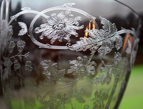 Vtg Set 10 CENTRAL GLASS WORKS Needle Etched Optic PASSIONFLOWER Water Goblets - Picture 13 of 20