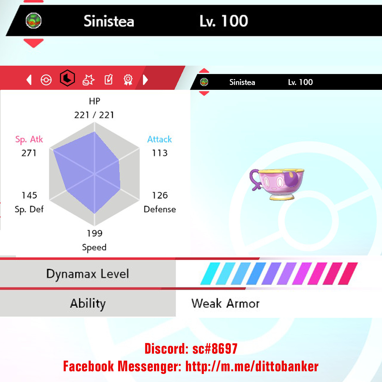 Pokemon Sword/Shield 6IV ULTRA SHINY Sinistea w/ Focus Sash (Modest  Nature)