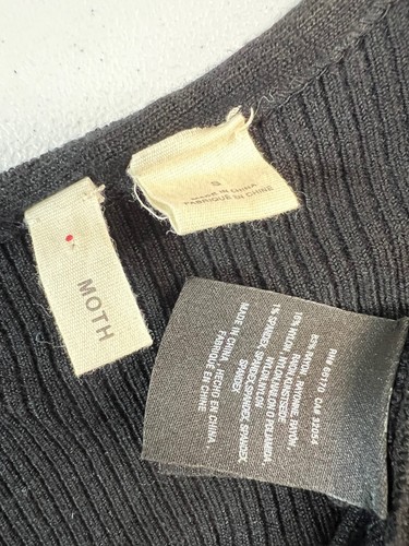 Moth Pullover Sweater Women's Size Small Black Solid Rayon Long Sleeves V-Neck - Picture 4 of 7