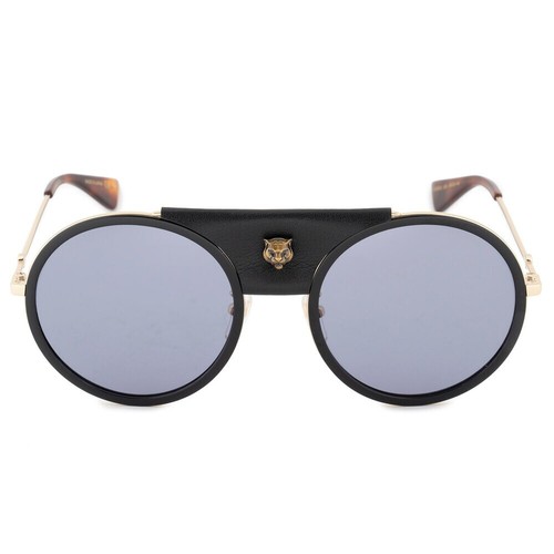 GUCCI SUNGLASSES GG0061S 016 ROUND FRAME AVIATOR LEATHER TIGER HEAD $650 UNISEX - Picture 3 of 10