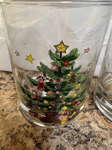 Set Of 2 Vintage Christmas Tree 12oz Holiday Highball Rocks Glasses - Picture 4 of 5