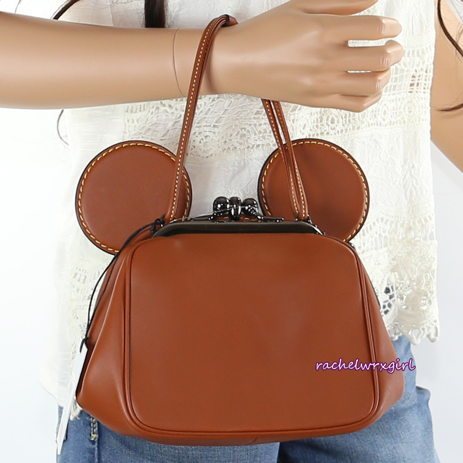 NWT Disney X Coach Mickey Mouse Brown Leather Crossbody
