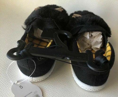 Zapatos de bebé niña Wonder Nation negros peludos sin cordones para gatito gato talla 5 - Imagen 2 de 7