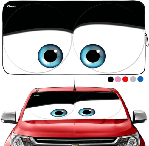 Windshield Sun Shade, 2024 Car Sun Shade for Front Windshield Funny Car Eyes Sun - Picture 7 of 12