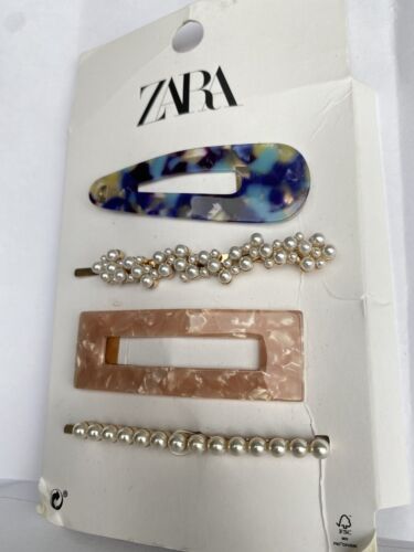 NEW ZARA SET 4 HAIR CLIPS PINS ACCESSORIES ACETATE PEARL MULTI COLOR B1740 - Picture 3 of 12