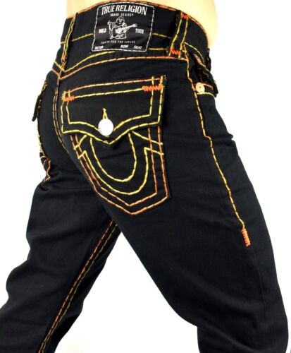 Pantalones de mezclilla True Religion para hombre Ricky negros enjuagados relajados rectos Super T - 107917 - Imagen 2 de 8