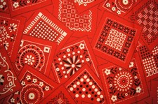 4 Yards Red Bandana Stiff Cotton Blend Fabric 149" X 44"
