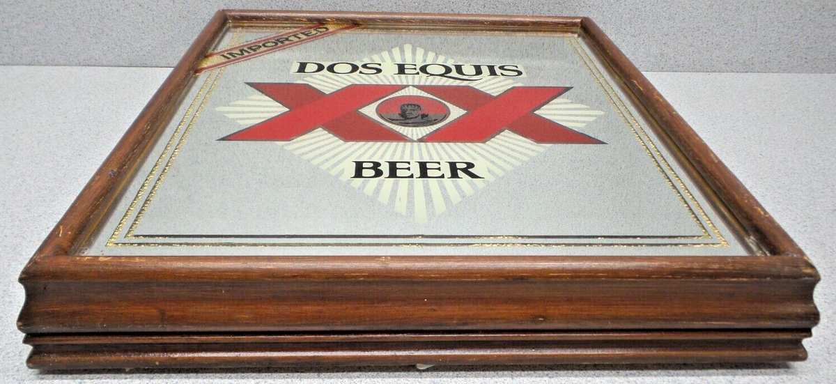 Vintage Dos Equis XX Imported Beer Lighted Bar Mirror Sign Framed