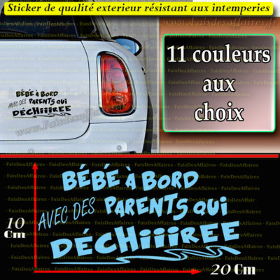 Sticker Decal Baby On Board With Parents Who Rips Deco Car Humour Ebay
