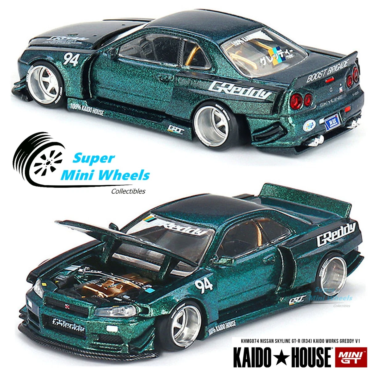Mini GT x Kaido House 1:64 Nissan Skyline GT-R R34 Kaido Works 