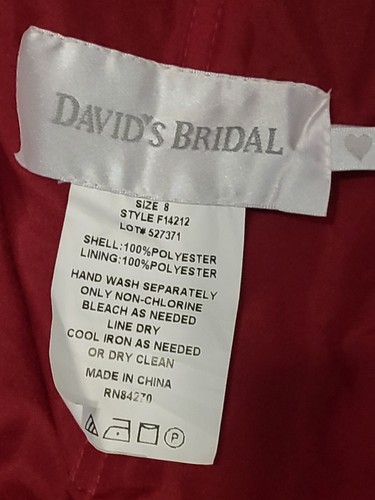 Mini abito rosso senza spalline David da sposa cocktail ballo matrimonio formale taglia 8 - Foto 10 di 12