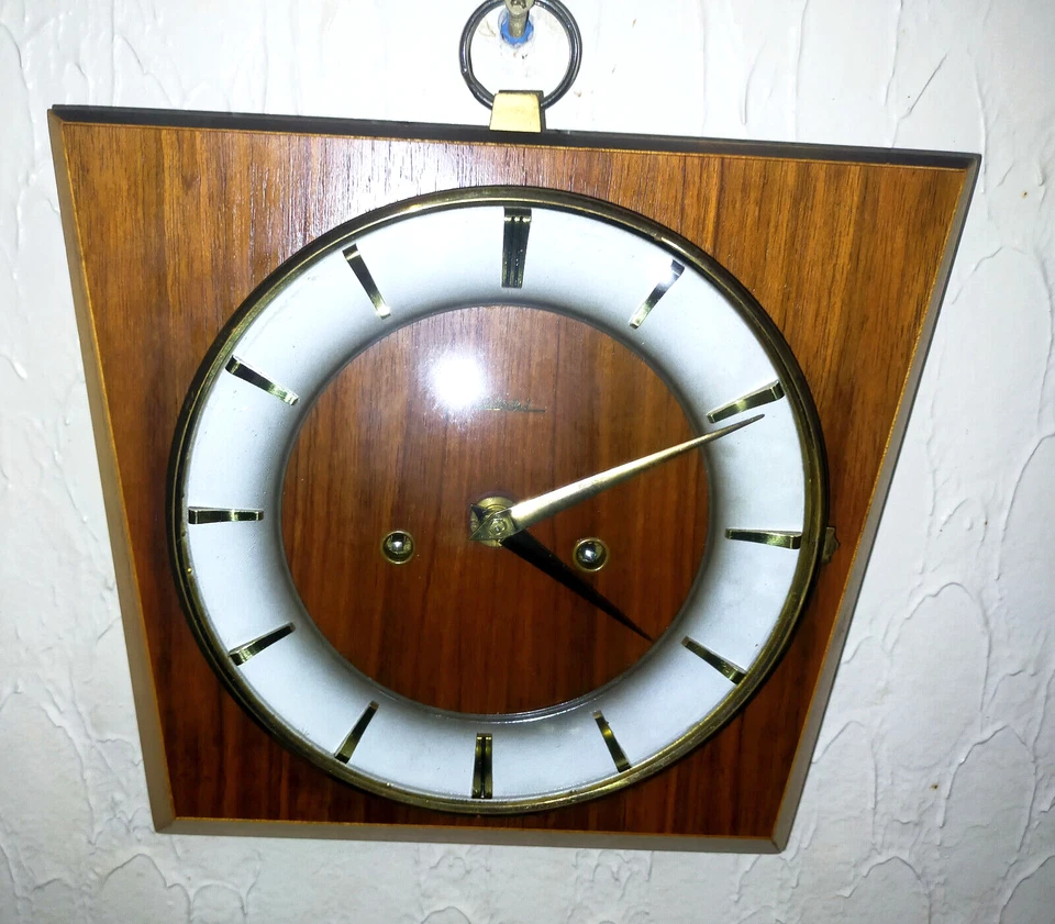Reloj de Pared Junghans Diehl Alemania Funcionando Años 60 Madera Y Latón Excelente Foto 2 de 4